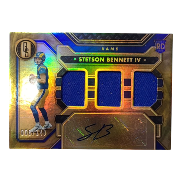 Stetson Bennett IV 2023 Triple Patch Auto - Panini Gold Standard Rookie Card #295- 8/149