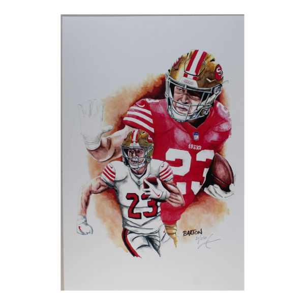 Christian McCaffrey 49ers 12x18 Brian Barton Signed Lithograph