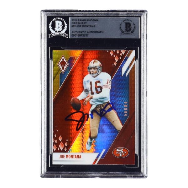 Joe Montana Signed 2021 Panini Phoenix Fire Burst #82 (BGS Encapsulated)