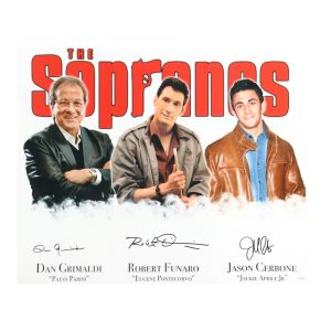 16x20 The Sopranos Signed Photo - Dan Grimaldi, Robert Funaro & Jason Cerbone